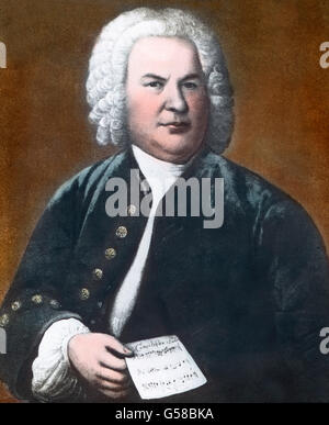 Der deutsche Komponist Johann Sebastian Bach. La Germania, la Prussia, monarchia, re, royalty, nobiltà, 1900s, xx secolo, archivio, Carl Simon, storia, storico, lato vetro colorato slitta, Tedesco, Prussiani, musica, musicista, compositore, ritratto Foto Stock