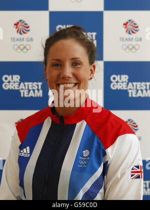 Lisa Gibson durante il London 2012 Team Announcement al Manchester Aquatics Center di Manchester. PREMERE ASSOCIAZIONE foto. Data immagine: Lunedì 25 giugno 2012. Il credito fotografico dovrebbe essere: Dave Thompson/PA Wire. Foto Stock