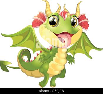 Bella dragon su sfondo bianco Illustrazione Vettoriale