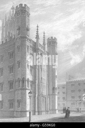 CAMBRIDGE: parte degli edifici di nuova costruzione. St. John's College. (Le Keux), stampa c1842 Foto Stock