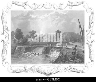 KENT: serrature Allington, Kent. Decorativa. (Tombleson), antica stampa 1830 Foto Stock