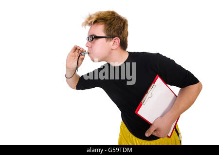 Funny Man nel concetto di sport Foto Stock