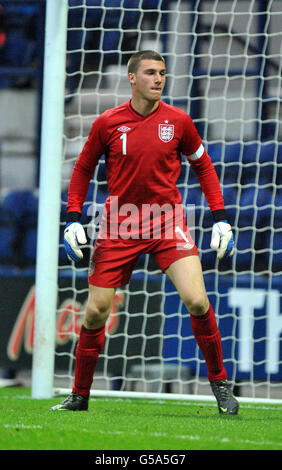 Calcio - Campionato UEFA U19 - Elite Qualifying Round - Inghilterra / Svizzera - Deepdale. Inglese Sam Johnstone Foto Stock