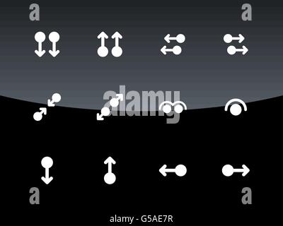 Movimenti sul touchpad icone su sfondo nero. Illustrazione Vettoriale