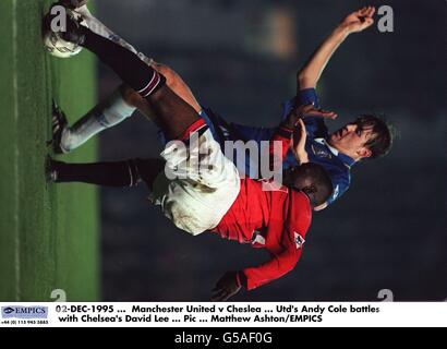 Calcio - fa Premier League - Manchester United contro Chelsea. Andy Cole del Manchester United combatte con David Lee del Chelsea Foto Stock