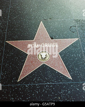 La stella dell'attore Tom Cruise si trova sul marciapiede di Hollywood Boulevard a Hollywood, Los Angeles. Foto Stock