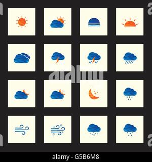 Raccolta di schizzo colorate icone meteo illustrazione vettoriale Illustrazione Vettoriale