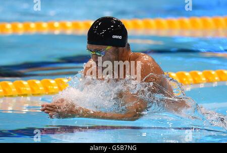 Giochi Olimpici di Londra - 1° giorno. Kitajima, giapponese, durante il suo colpo di seno di 100 m al centro acquatico di Londra il giorno uno delle Olimpiadi di Londra del 2012. Foto Stock