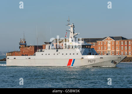 FS Cormoran (P677) in visita a Portsmouth, nel Regno Unito il 1 aprile 2016. Foto Stock