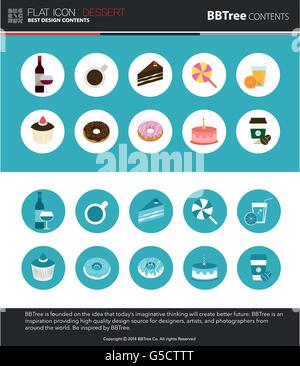 Dessert / Bevande Icon Set - Vettore Illustrazione Vettoriale