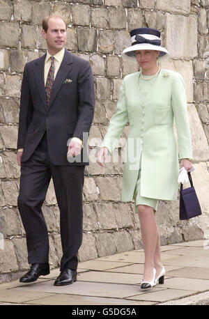 Il conte e la contessa di Wessex arrivano alla Cappella di San Giorgio nei quartieri del Castello di Windsor per un servizio di ringraziamento. Cinquanta Royals erano a Windsor per celebrare l'ottantesimo compleanno del Duca di Edimburgo. * la famiglia e gli amici più stretti sono stati ospiti in seguito ad un pranzo di compleanno. Foto Stock