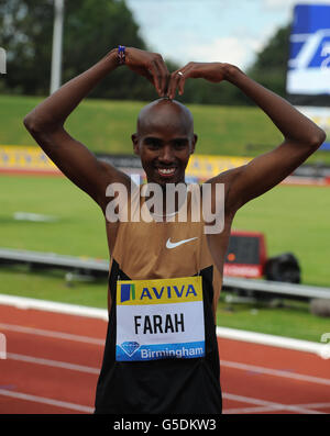 Atletica - Samsung Diamond League - Aviva Birmingham Grand Prix - Alexander Stadium. Il Mo Farah della Gran Bretagna dopo aver vinto la gara di 2 miglia al Gran Premio di Birmingham Foto Stock