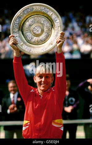 Tennis - Wimbledon Donne Singoli Final - Martina Navratilova v Chris Evert Lloyd Foto Stock