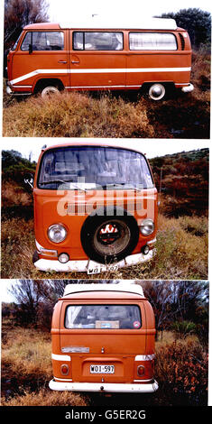 Foto pubblicate dalla polizia del territorio del Nord del van Kombi in cui Joanne Lees e Peter Falconio viaggiavano sabato sera sulla Stuart Highway, a nord di Alice Springs, Australia. * .., quando sono stati segnalati giù da un pistolero che ha affermato di avere problemi con il motore della sua auto a trazione integrale. Si pensa che l'onorevole Falconio sia stato colpito dal cannoniere ed è ancora assente e, nonostante sia stato legato e imbavagliato, la sua ragazza è fuggita e si è nascosta per quattro ore nel bush. La polizia, che ha avuto più di 50 chiamate dopo il rilascio di un Identi-kit poicture ieri, sono Foto Stock