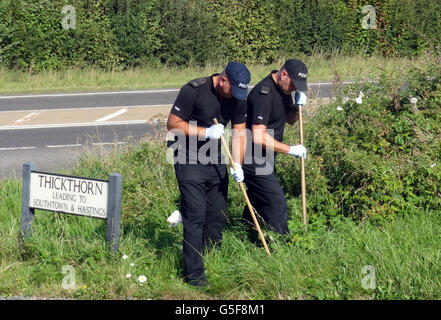 Corpo trovato in auto di masterizzazione Foto Stock