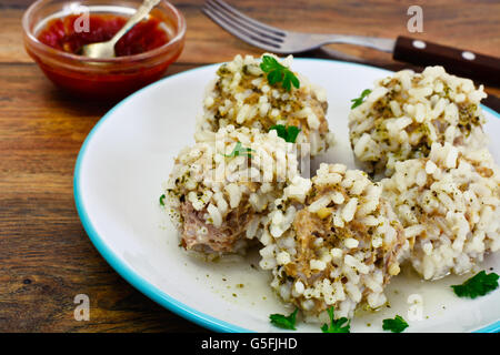 Le polpette di carne con riso Foto Stock