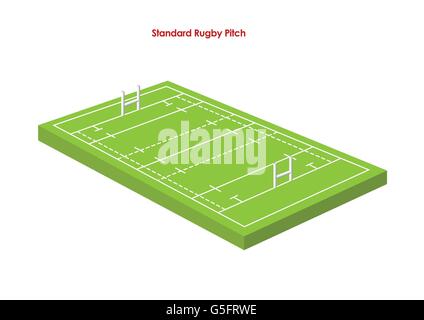 Schema di un normale campo da rugby Foto Stock