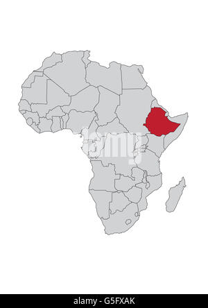 Mappa di Africa, Etiopia Foto Stock