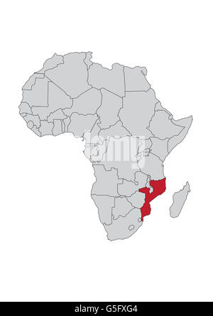 Mappa di Africa, Mozambico Foto Stock