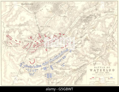 Battaglia di Waterloo: 18 giugno 1815 - foglio 1. Il Belgio. Guerre napoleoniche, 1848 Mappa Foto Stock