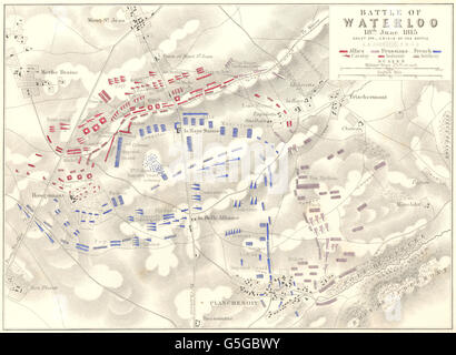 Battaglia di Waterloo: 18 giugno 1815 - foglio 2. Il Belgio. Guerre napoleoniche, 1848 Mappa Foto Stock