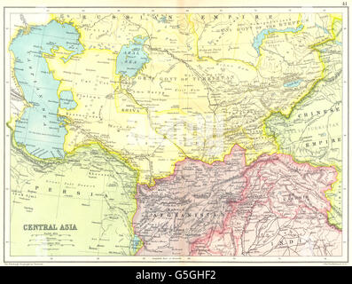 ASIA CENTRALE: Afghanistan India Persia Turkestan Khiva Bokhara, 1909 mappa vecchia Foto Stock