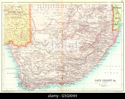 Sud Africa: Cape Colony Natal Transvaal fiume Orange Colony Botswana, 1909 Mappa Foto Stock