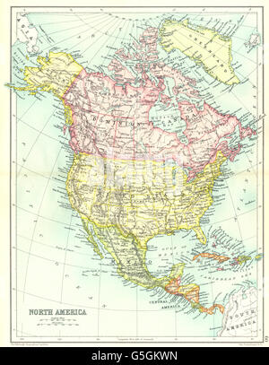 AMERICA DEL NORD : Stati Uniti. Dominio del Canada Messico ecc. Cassells, 1909 Mappa Foto Stock