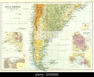 ARGENTINA CILE URUGUAY: Inset Lima Valparaiso Buenos Aires Montevideo, 1909 Mappa Foto Stock