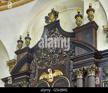 St Mary Abchurch, chiesa della città di Londra, reredos Foto Stock