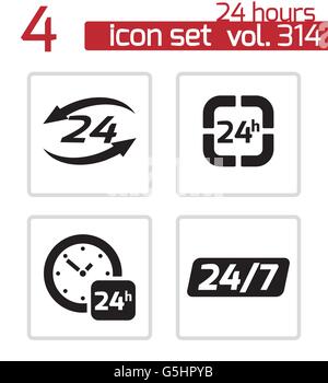 Vector black 24 ore di set di icone Illustrazione Vettoriale