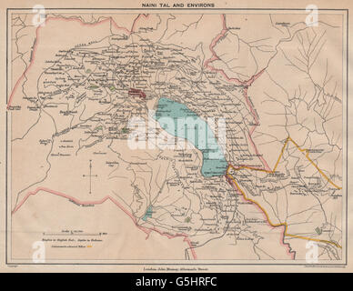 INDIA. Naini Tal (Nainital) & dintorni. Hill Station Lago. Uttarakhand, 1929 Mappa Foto Stock