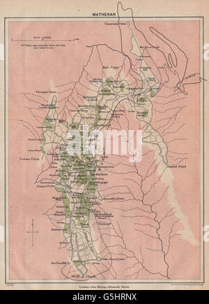 INDIA BRITANNICA. Matheran Hill Station. Maharashtra., 1929 Vintage map Foto Stock