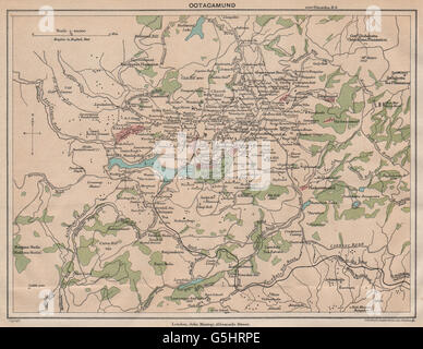 INDIA BRITANNICA. Ootacamund (Udhagamandalam Udhagai Ooty) Hill Station., 1929 Mappa Foto Stock