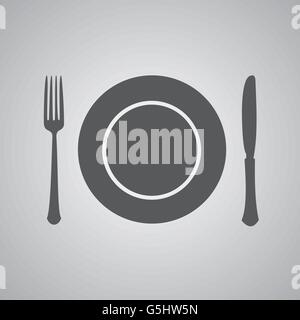 Piatto forchetta e coltello icona Illustrazione Vettoriale