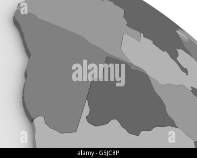 Mappa di Namibia e Botswana il modello grigio della terra. 3D illustrazione Foto Stock