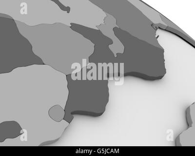 Mappa di Mozambico e Zimbabwe il modello grigio della terra. 3D illustrazione Foto Stock