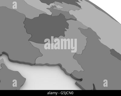 Mappa di Afghanistan e Pakistan sul modello grigio della terra. 3D illustrazione Foto Stock