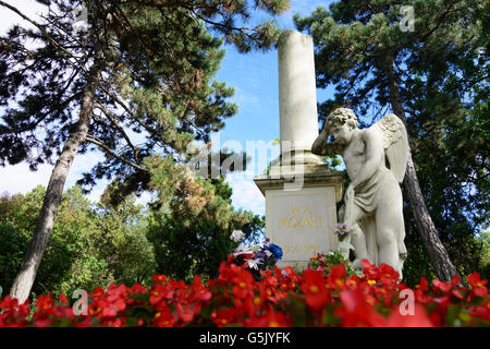 Tomba di Wolfgang Amadeus Mozart in una fossa comune presso il Cimitero di St. Marx, Wien, Vienna, Austria, Wien, 03. Foto Stock