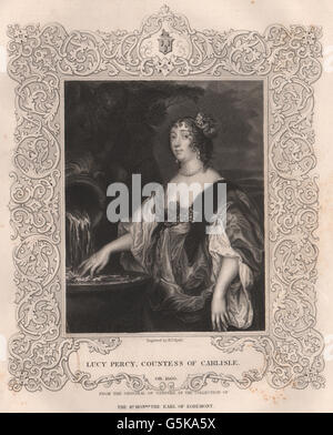 Storia britannica: Lucy Percy, contessa di Carlisle. TALLIS, antica stampa 1853 Foto Stock