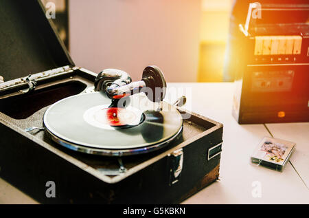 Close up di annata record giocatore Foto Stock