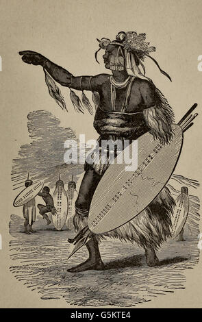 Zulu Warrior - Sud Africa, circa 1875 Foto Stock