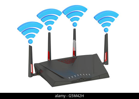 Dual Band Wireless router internet, 3D rendering isolati su sfondo bianco Foto Stock