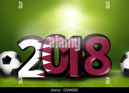 Il Qatar 2018 Big Font grassetto 3D render illustrazione Foto Stock