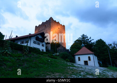Il castello di Neunußberg: torre residenziale e la cappella, Viechtach, in Germania, in Baviera, Baviera, Niederbayern, Bassa Baviera Foto Stock