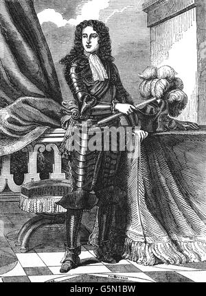 James Scott, primo duca di Monmouth, (1649 - 1685), è stato un nobiluomo inglese. Originariamente chiamato James Crofts o James Fitzroy, egli nacque a Rotterdam nei Paesi Bassi, il più anziano figlio illegittimo di Carlo II e la sua padrona, Lucy Walter. Foto Stock
