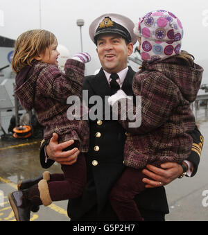 HMS Blyth homecoming Foto Stock