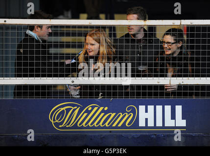 Greyhounds - Williamhill.com Oaks - finale - Stadio Wimbledon Greyhound. Vista generale dei piloti negli stand Foto Stock