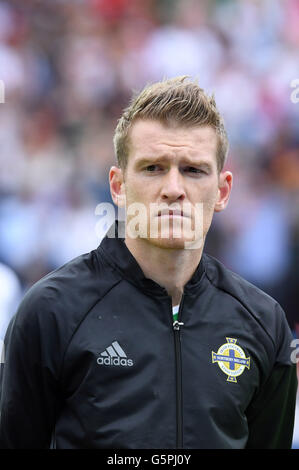 Aaron Hughes (Irlanda del Nord) ; 21 giugno 2016 - CALCIO : Uefa euro Francia 2016, gruppo C, Irlanda del Nord 0-1 Germania, a Stade Parc des Princes, Paris, Francia.; ; © aicfoto/AFLO/Alamy Live News Foto Stock