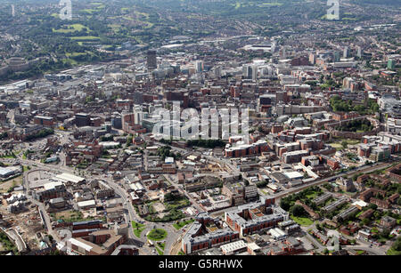 Vista aerea della Skyline di Sheffield, South Yorkshire, Regno Unito Foto Stock